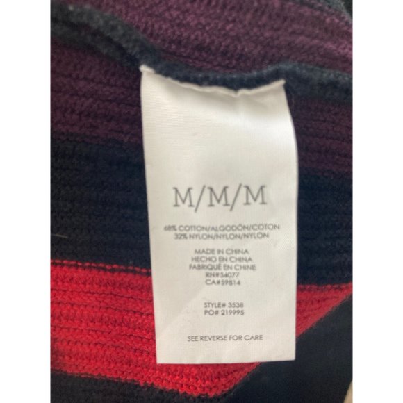 -CAbi #3538 Royal Striped Pullover Sweater Women M Red Black Purple Button Front - Picture 5 of 5